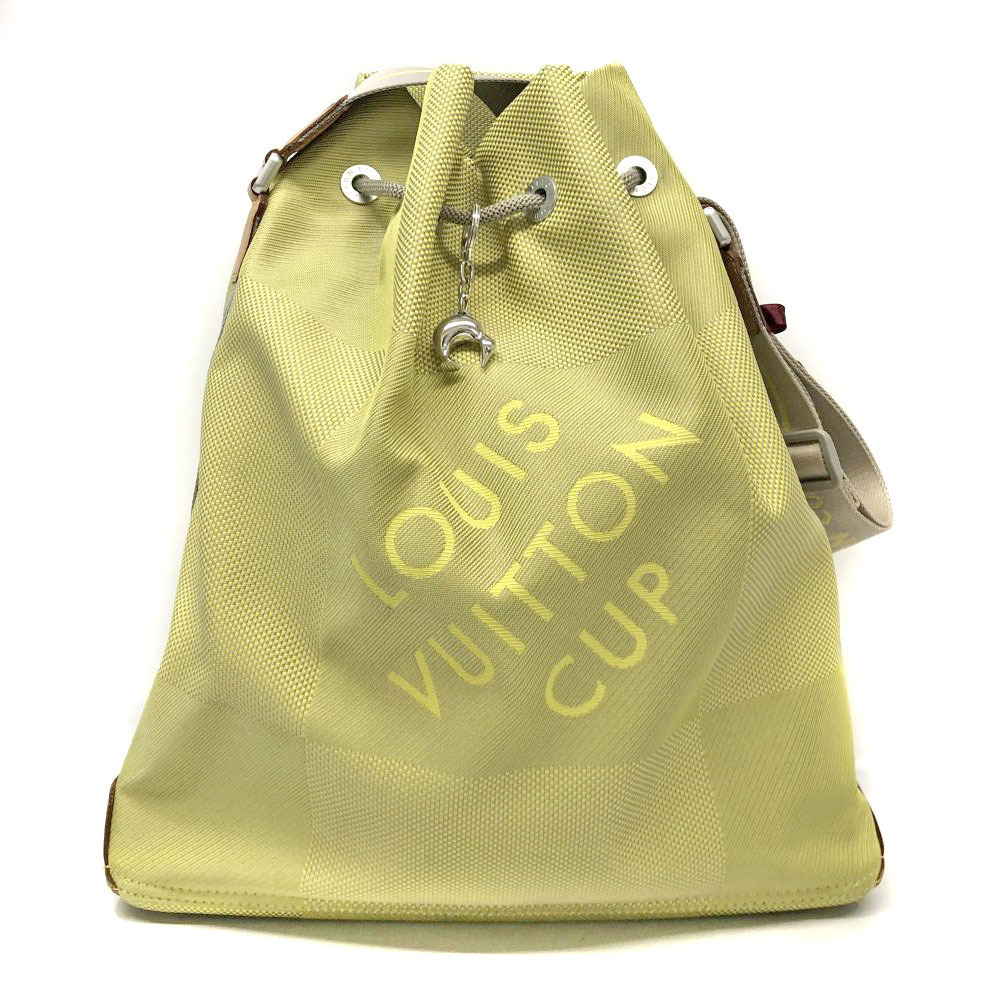 Louis Vuitton Volunteer Lime Green Damier Jean Drawstring Bag